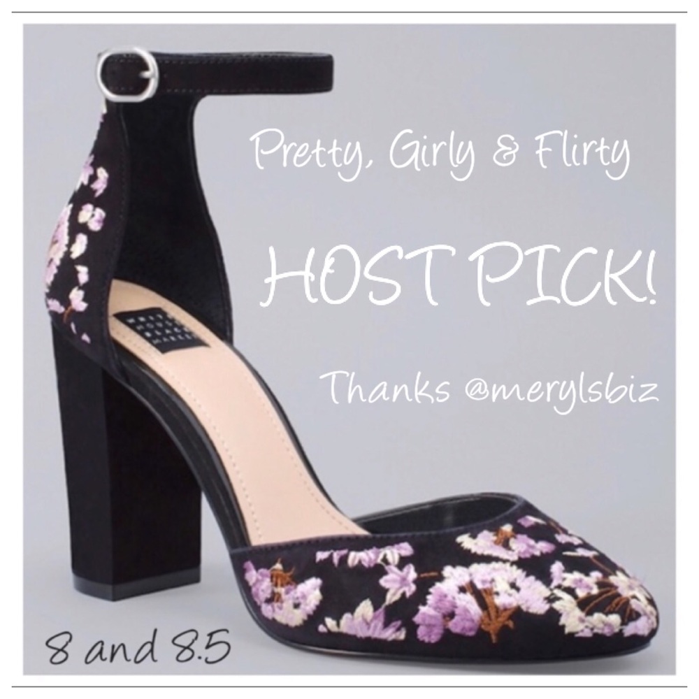 SEE NEW LISTING WHBMđ¤ Suede Heels Embroidered NIB - Picture 2 of 7